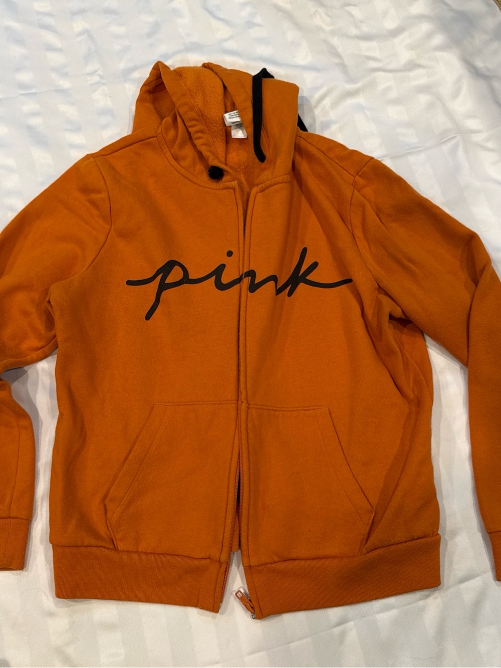 PINK Victoria's Secret Orange Fleece Hoodie